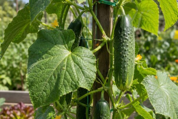 Komkommerplant verzorgen in kas en volle grond: water, voeding en steun
