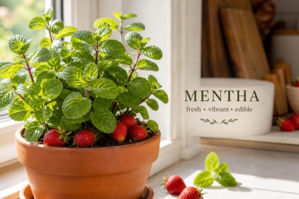 Aardbeien munt plant
